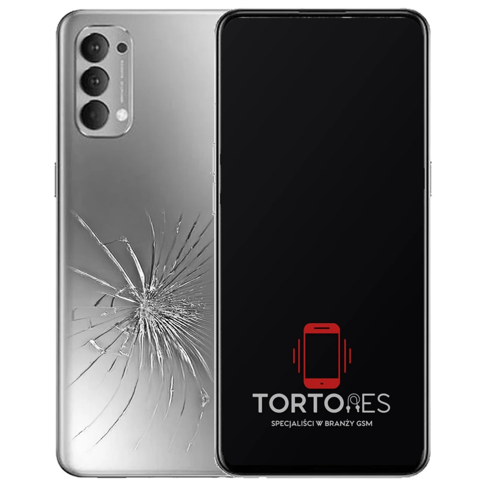 OPPO Reno4 LTE z ilustracją pękniętej tylnej klapki - wymiana zbitej klapki
