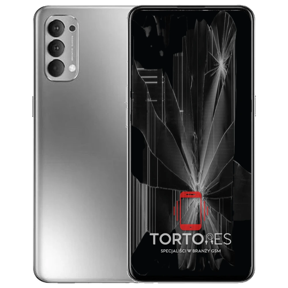 OPPO Reno4 LTE z ilustracją pękniętego wyświetlacza - wymiana zbitego wyświetlacza