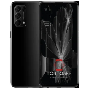 OPPO Reno5 5G z ilustracją pękniętego wyświetlacza - wymiana zbitego wyświetlacza