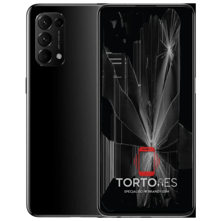 OPPO Reno5 5G z ilustracją pękniętego wyświetlacza - wymiana zbitego wyświetlacza