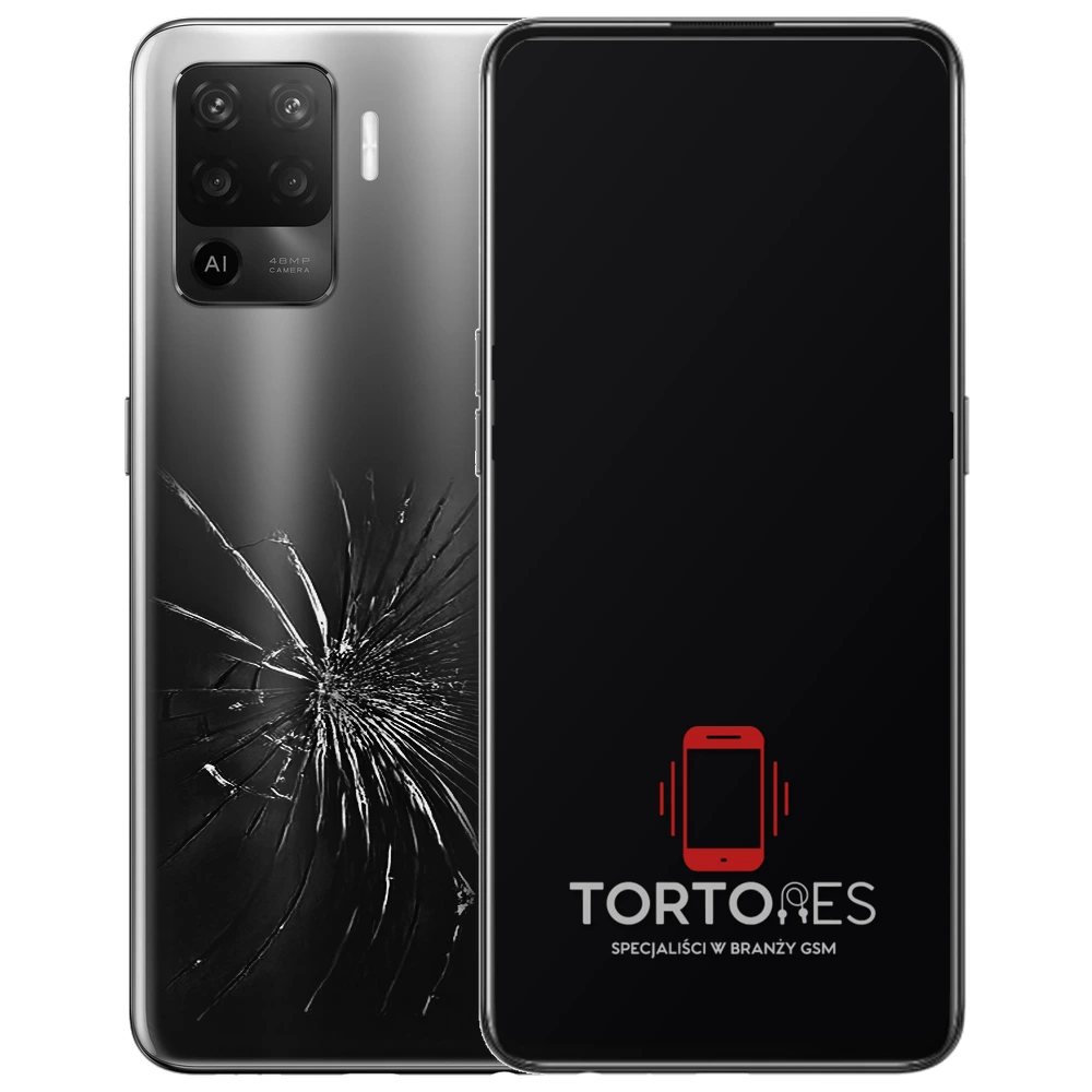 OPPO Reno5 Lite z ilustracją pękniętej tylnej klapki - wymiana zbitej klapki