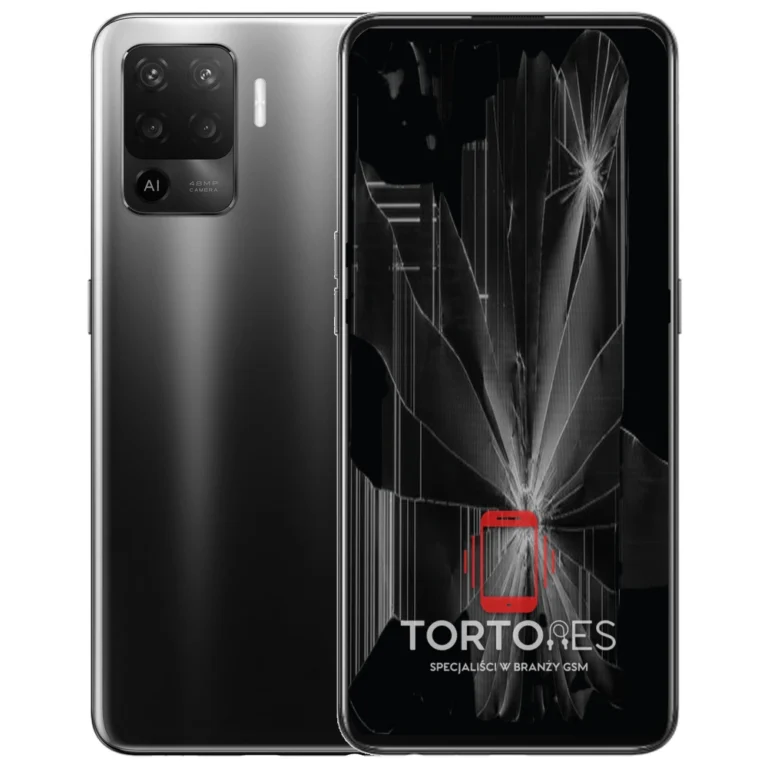 OPPO Reno5 Lite z ilustracją pękniętego wyświetlacza - wymiana zbitego wyświetlacza