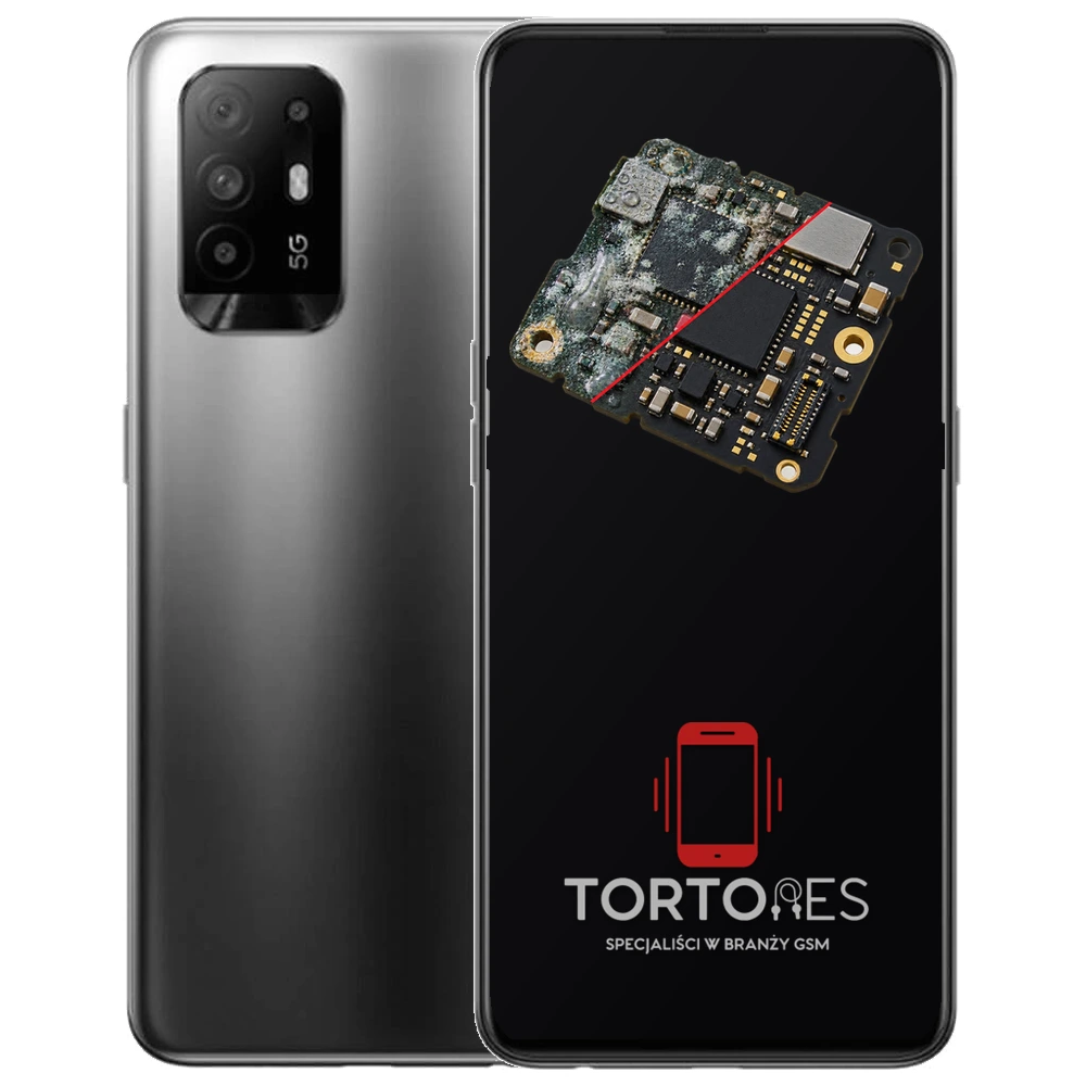 OPPO Reno5 Z 5G z ilustracją zalania - czyszczenie po zalaniu