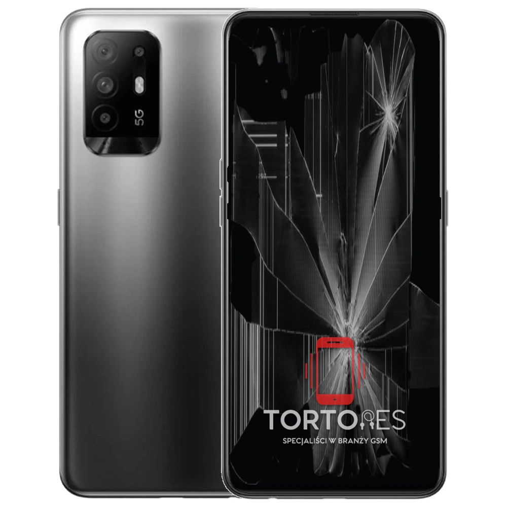 OPPO Reno5 Z 5G z ilustracją pękniętego wyświetlacza - wymiana zbitego wyświetlacza