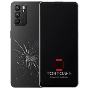 OPPO Reno6 5G z ilustracją pękniętej tylnej klapki - wymiana zbitej klapki