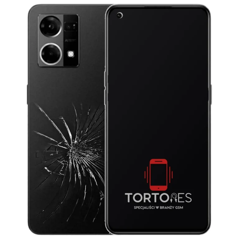 OPPO Reno7 LTE z ilustracją pękniętej tylnej klapki - wymiana zbitej klapki