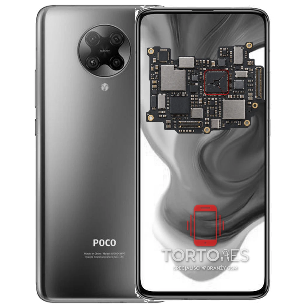 POCO F2 Pro z ilustracją płyty głównej - naprawa płyty głównej