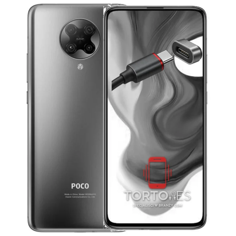 POCO F2 Pro z ilustracją złącza ładowania - naprawa złącza ładowania