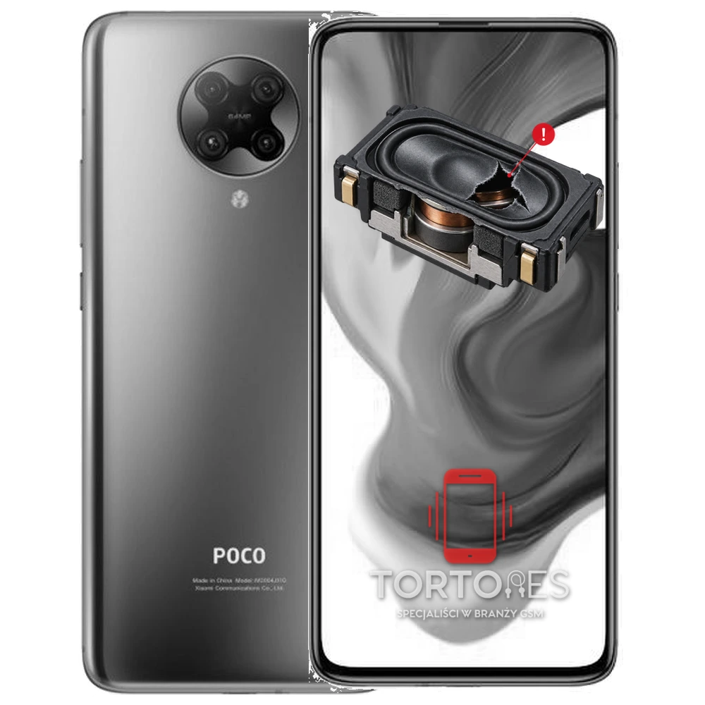 POCO F2 Pro z symbolem głośnika multimedialnego - wymiana głośnika multimedialnego
