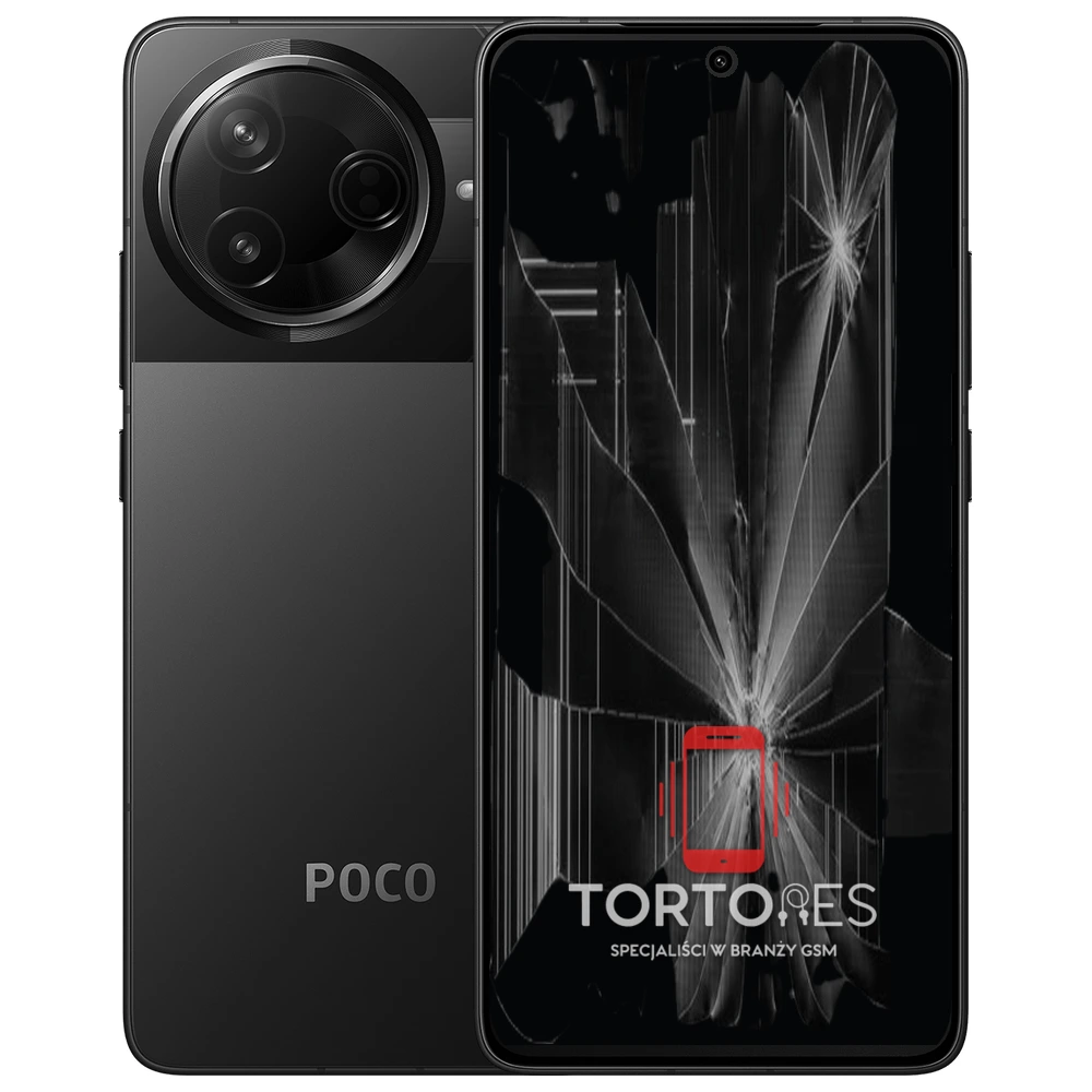 POCO F7 Pro z ilustracją pękniętego wyświetlacza - wymiana zbitego wyświetlacza