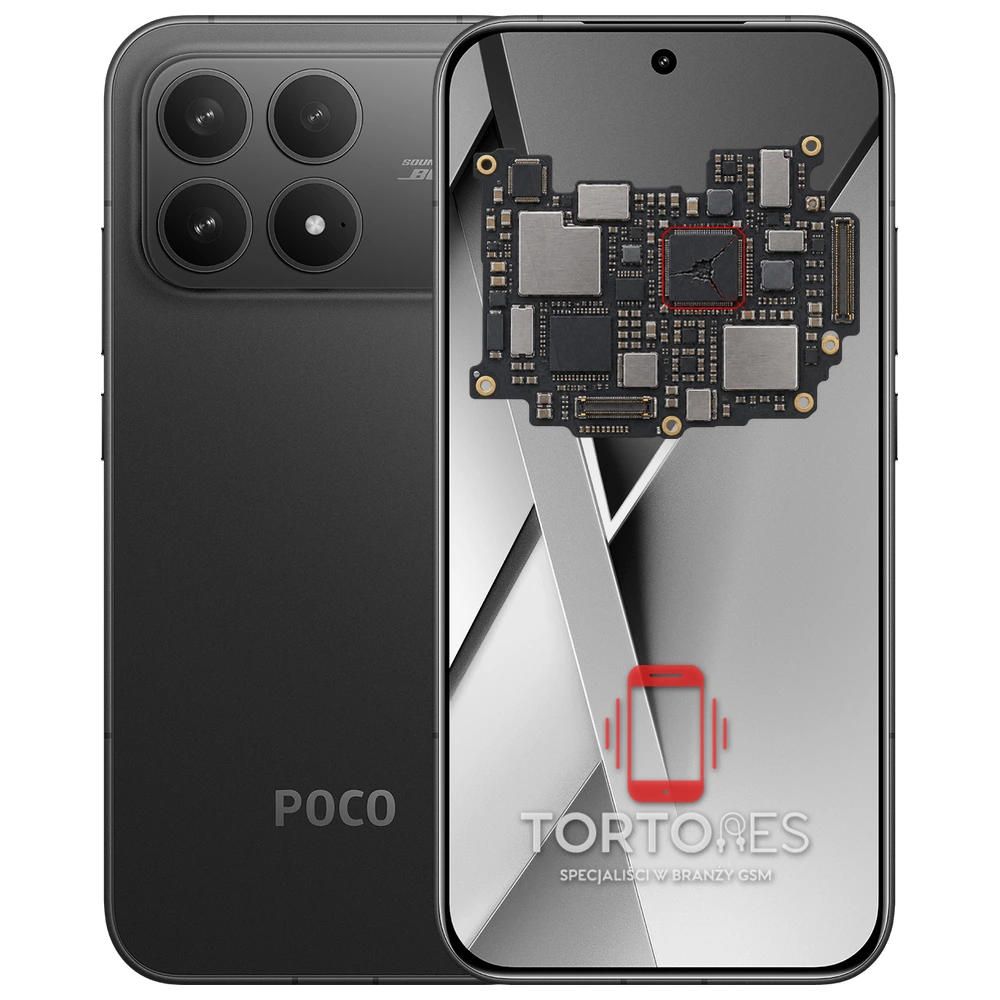 POCO F8 Pro z ilustracją płyty głównej - naprawa płyty głównej