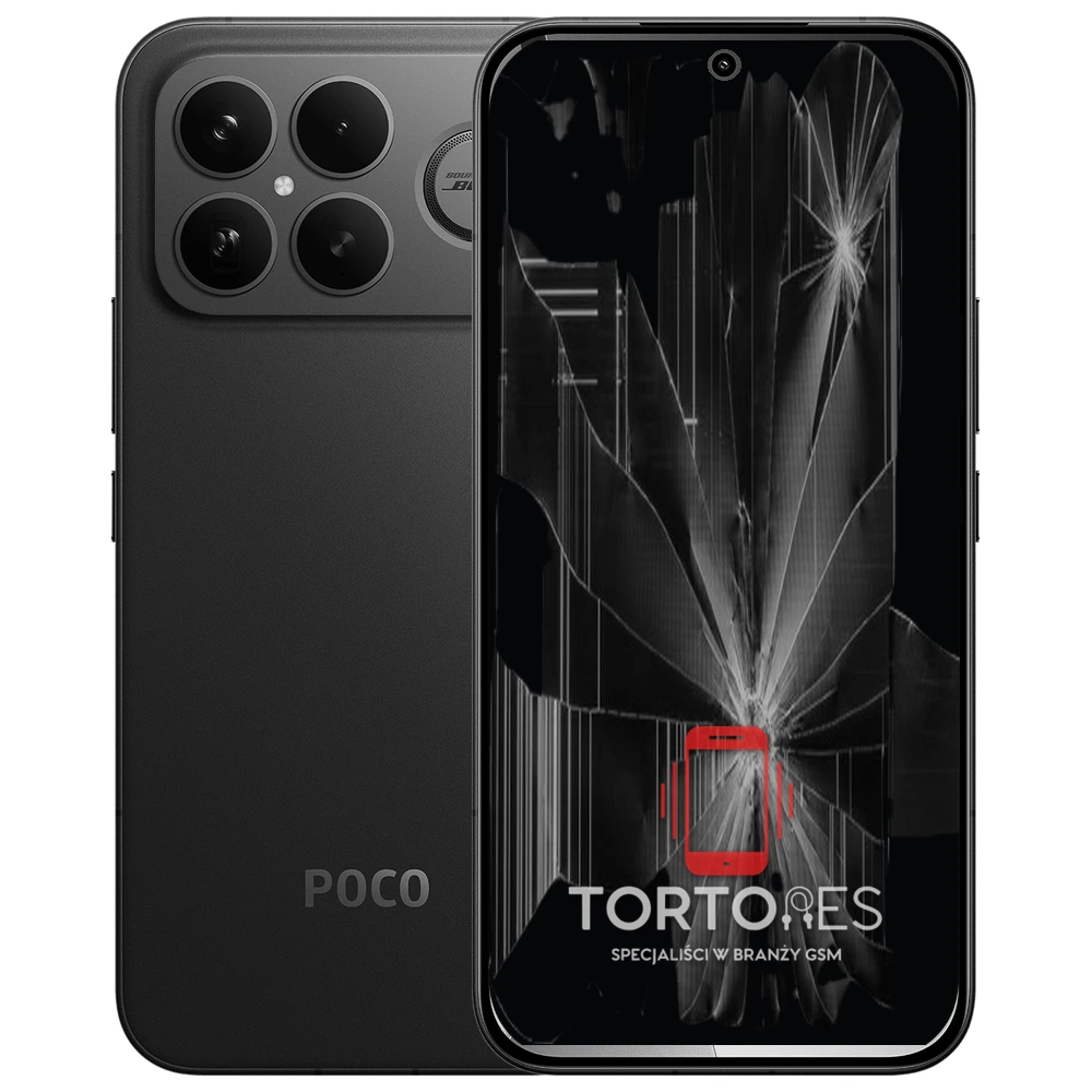 POCO F8 Ultra z ilustracją pękniętego wyświetlacza - wymiana zbitego wyświetlacza
