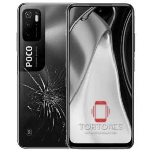 POCO M3 Pro 5G z ilustracją pękniętej tylnej klapki - wymiana zbitej klapki