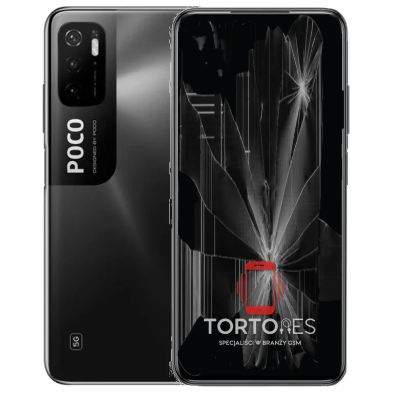POCO M3 Pro 5G z ilustracją pękniętego wyświetlacza - wymiana zbitego wyświetlacza