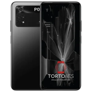 POCO M4 Pro z ilustracją pękniętego wyświetlacza - wymiana zbitego wyświetlacza