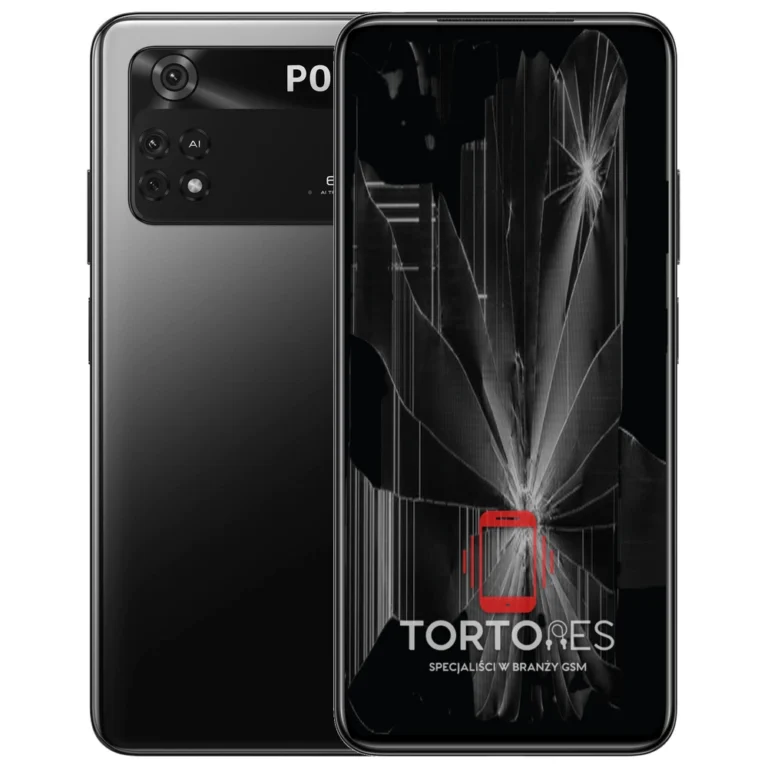 POCO M4 Pro z ilustracją pękniętego wyświetlacza - wymiana zbitego wyświetlacza