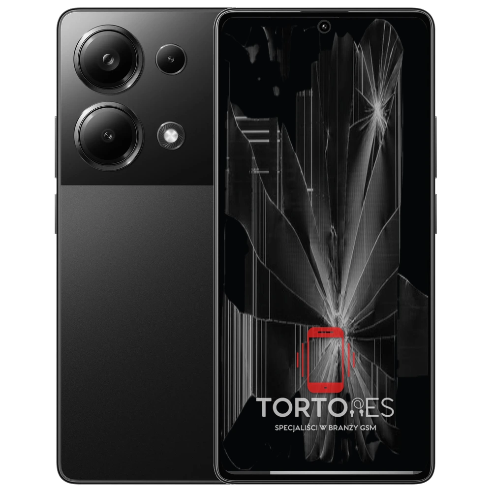POCO M6 Pro z ilustracją pękniętego wyświetlacza - wymiana zbitego wyświetlacza