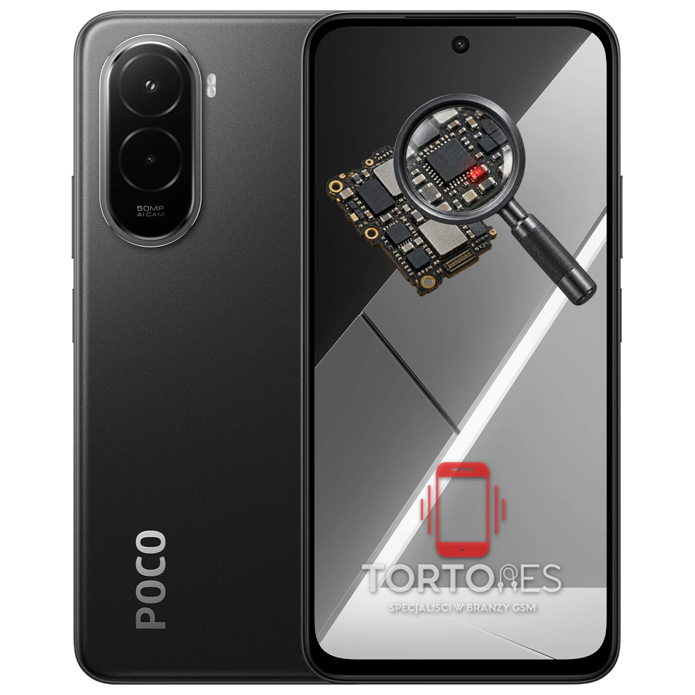 POCO M7 z symbolem diagnostyki - diagnoza telefonu