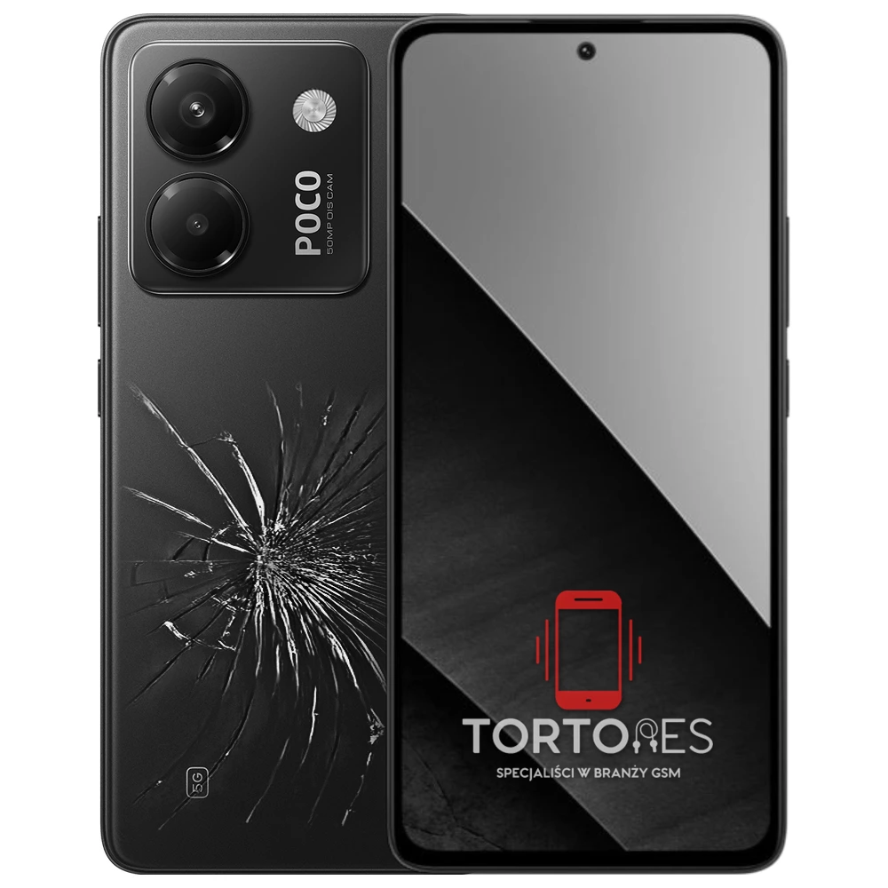 POCO M7 Pro 5G z ilustracją pękniętej tylnej klapki - wymiana zbitej klapki