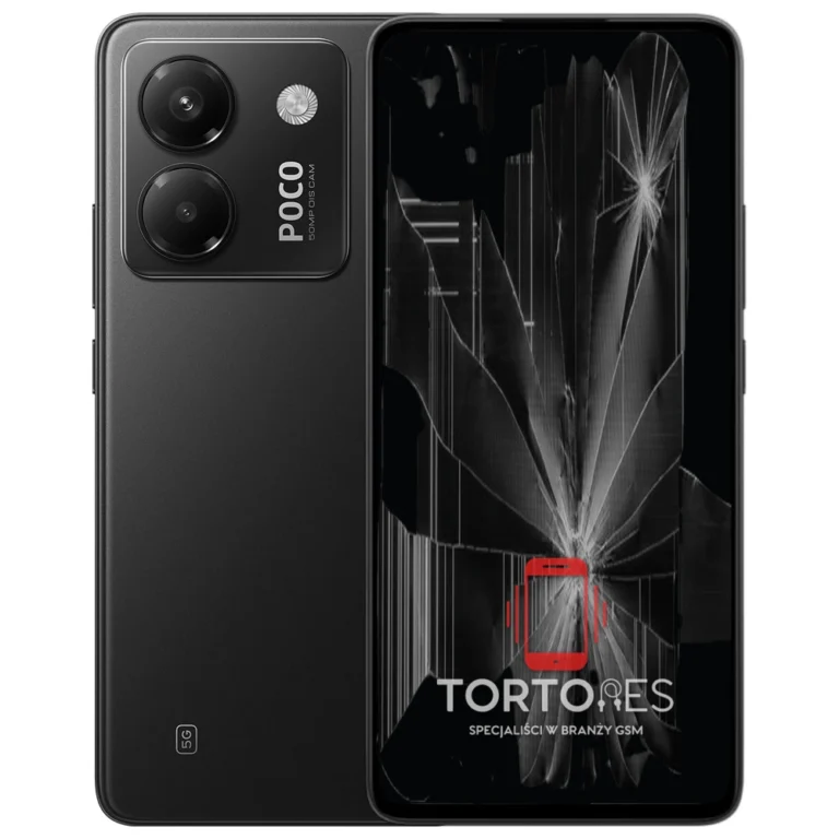 POCO M7 Pro 5G z ilustracją pękniętego wyświetlacza - wymiana zbitego wyświetlacza