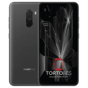 POCOPHONE F1 z ilustracją pękniętego wyświetlacza - wymiana zbitego wyświetlacza