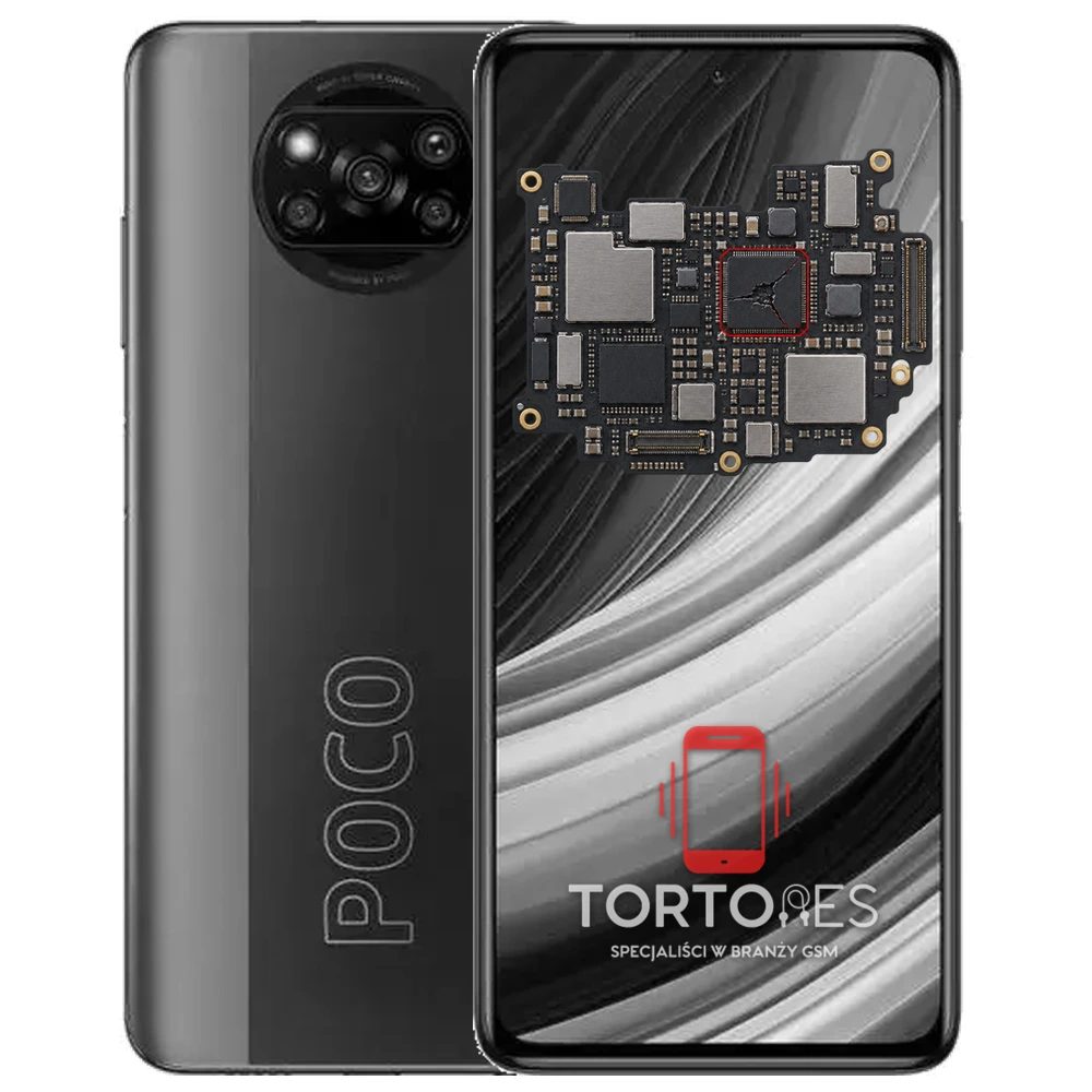 POCO X3 Pro z ilustracją płyty głównej - naprawa płyty głównej