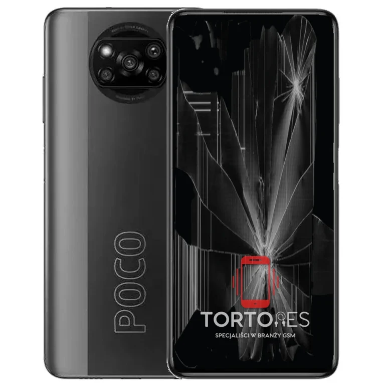 POCO X3 Pro z ilustracją pękniętego wyświetlacza - wymiana zbitego wyświetlacza
