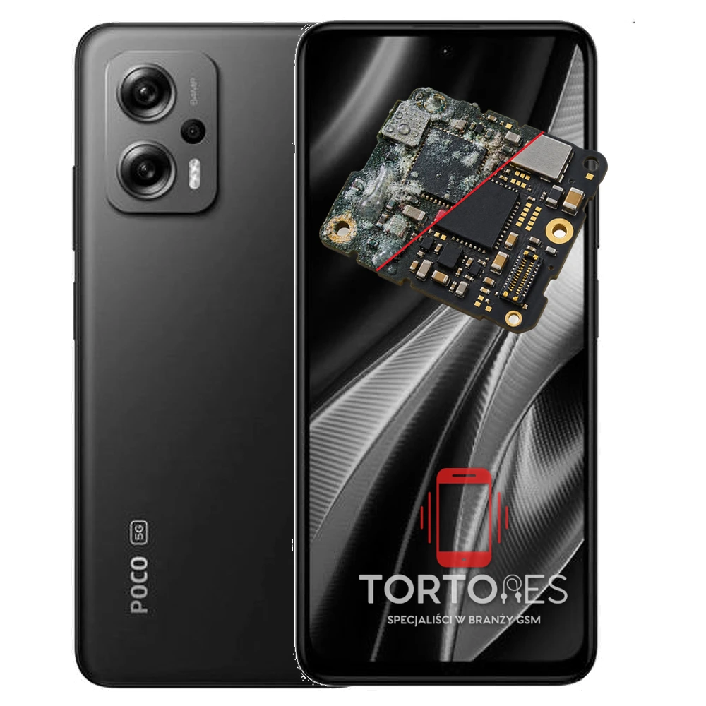 POCO X4 GT z ilustracją zalania - czyszczenie po zalaniu