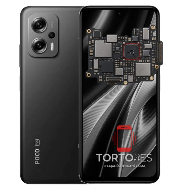 POCO X4 GT z ilustracją płyty głównej - naprawa płyty głównej