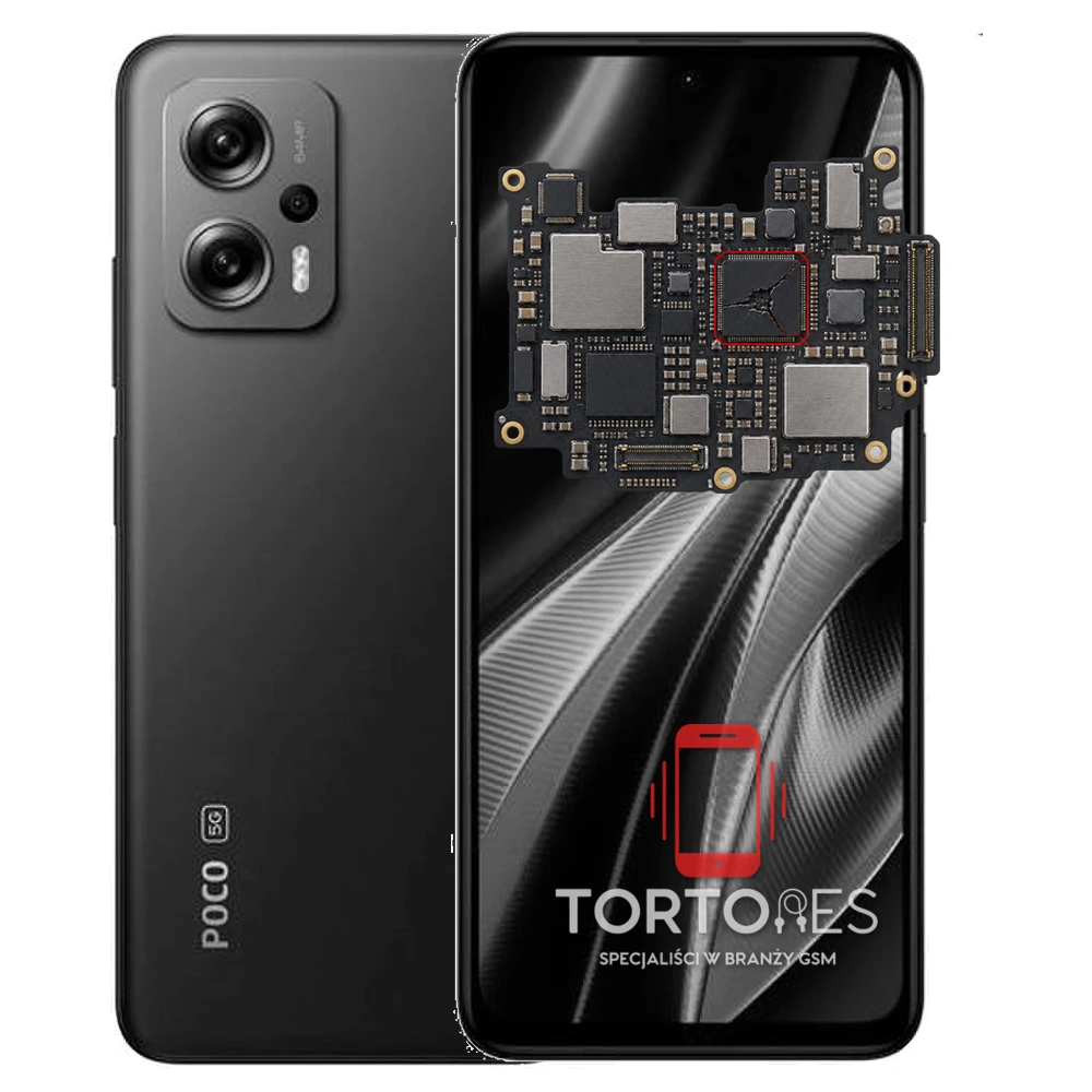 POCO X4 GT z ilustracją płyty głównej - naprawa płyty głównej