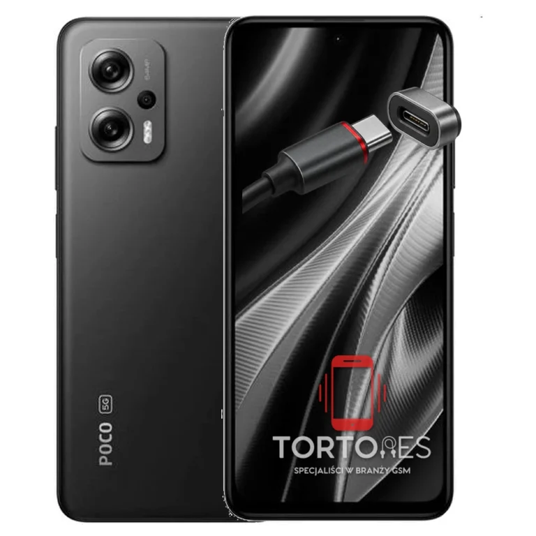 POCO X4 GT z ilustracją złącza ładowania - naprawa złącza ładowania