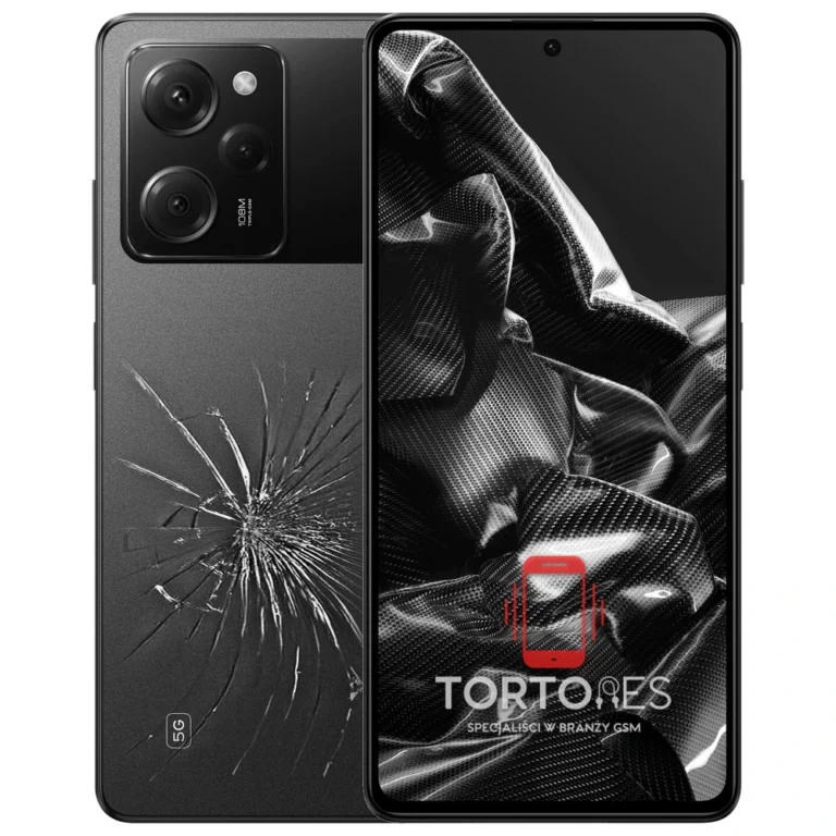 POCO X5 Pro 5G z ilustracją pękniętej tylnej klapki - wymiana zbitej klapki