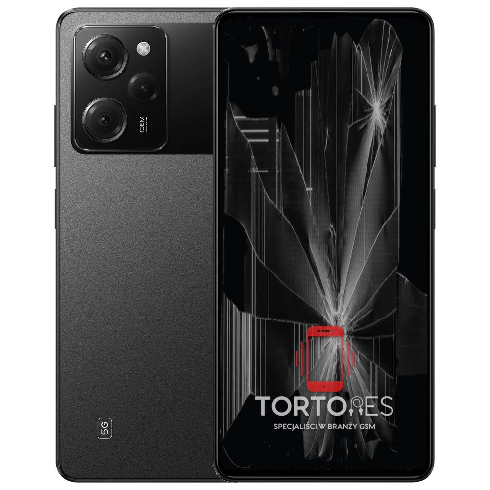 POCO X5 Pro 5G z ilustracją pękniętego wyświetlacza - wymiana zbitego wyświetlacza