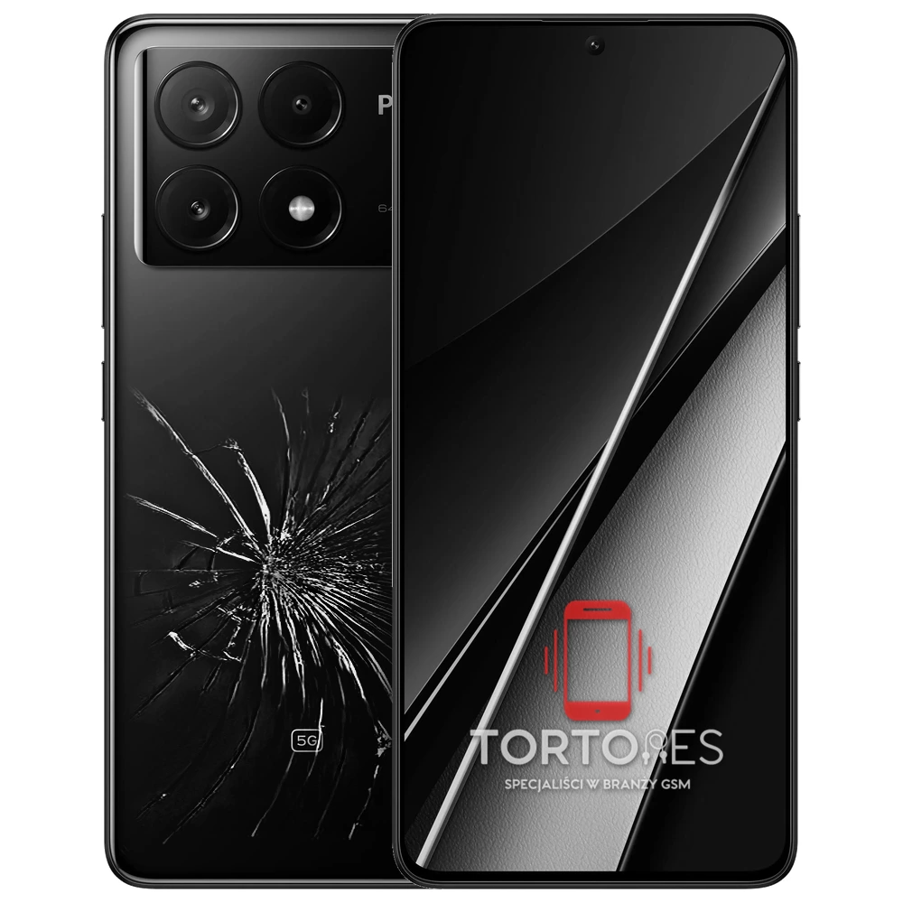 POCO X6 Pro z ilustracją pękniętej tylnej klapki - wymiana zbitej klapki