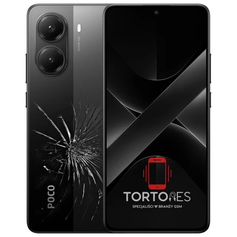 POCO X7 Pro z ilustracją pękniętej tylnej klapki - wymiana zbitej klapki