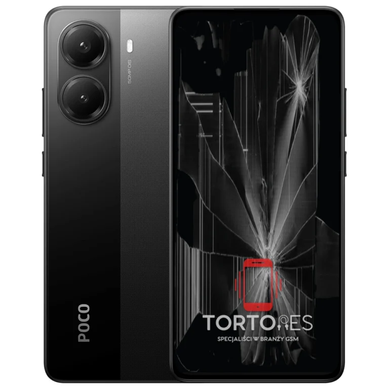 POCO X7 Pro z ilustracją pękniętego wyświetlacza - wymiana zbitego wyświetlacza