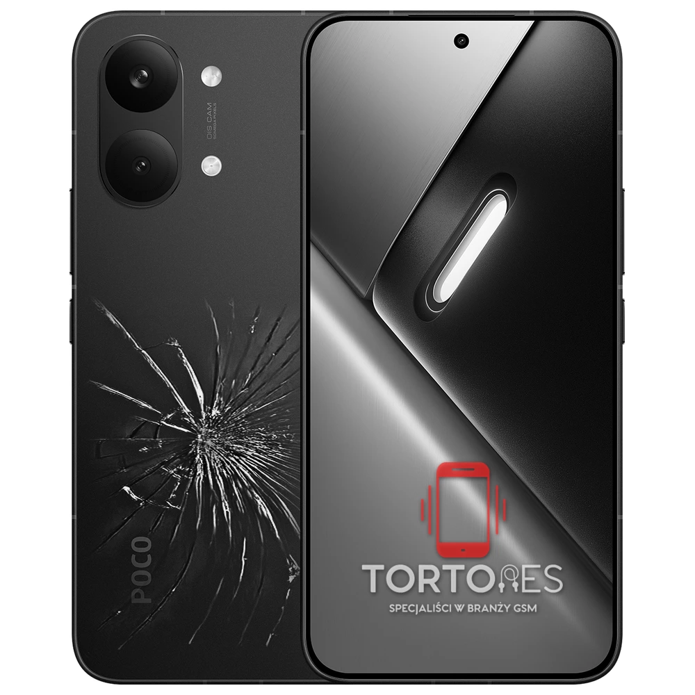 POCO X8 Pro Max z ilustracją pękniętej tylnej klapki - wymiana zbitej klapki