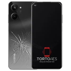 Realme 10 4G z ilustracją pękniętej tylnej klapki - wymiana zbitej klapki