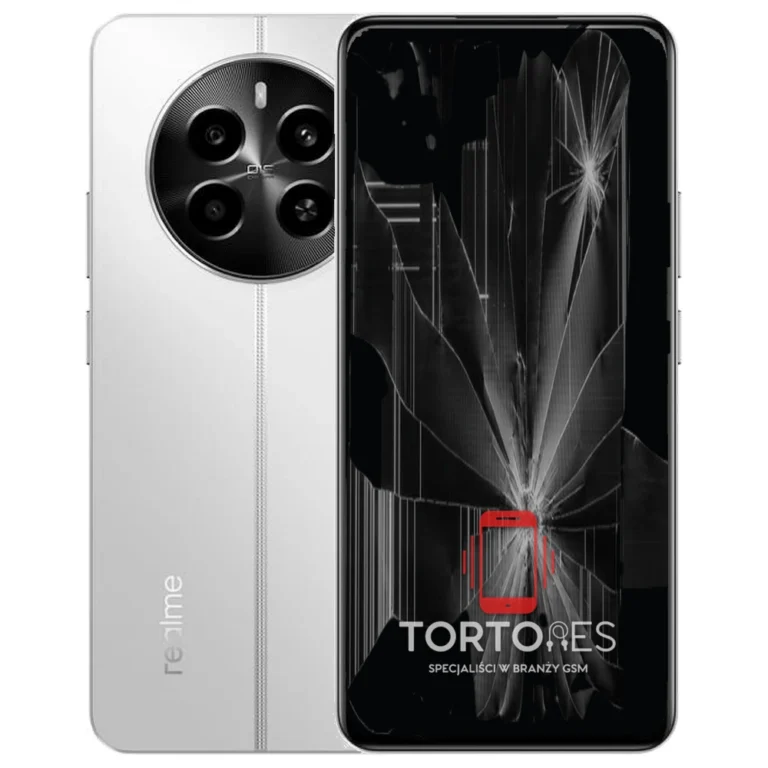 Realme 12 4G z ilustracją pękniętego wyświetlacza - wymiana zbitego wyświetlacza