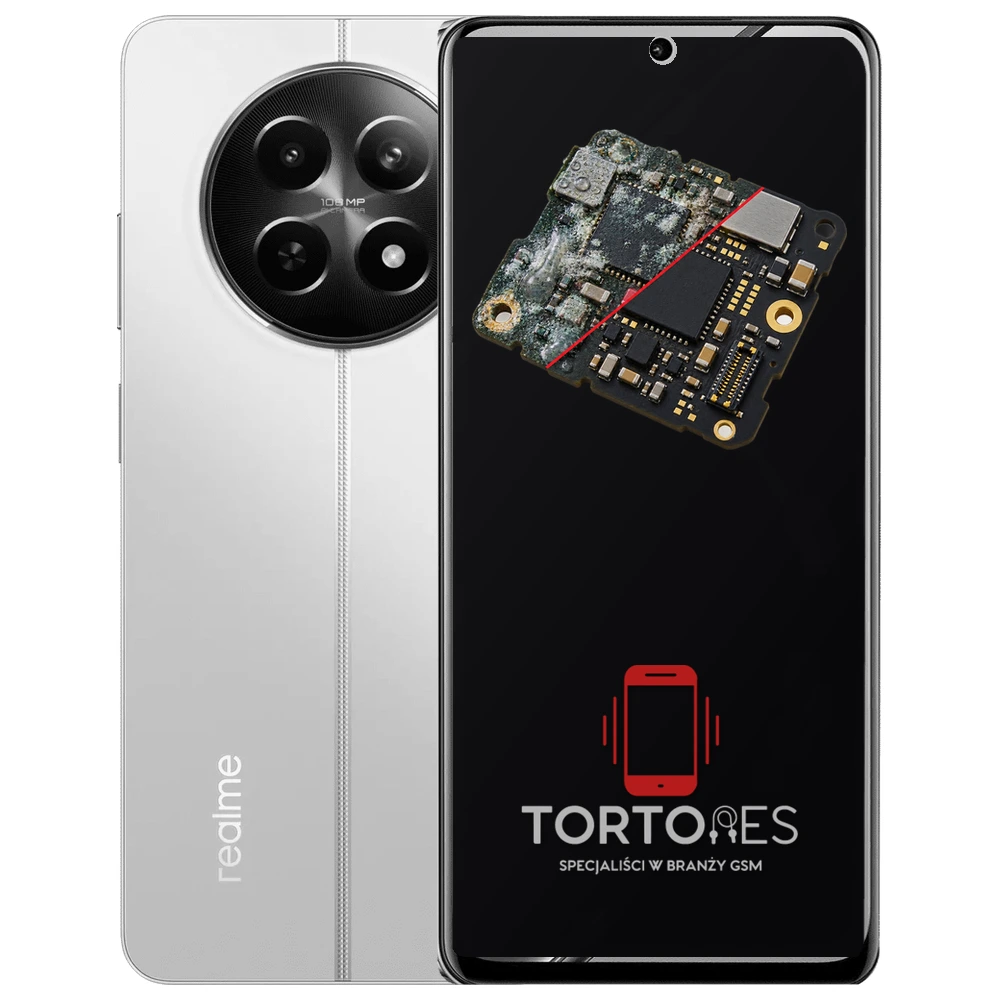 Realme 12 5G z ilustracją zalania - czyszczenie po zalaniu