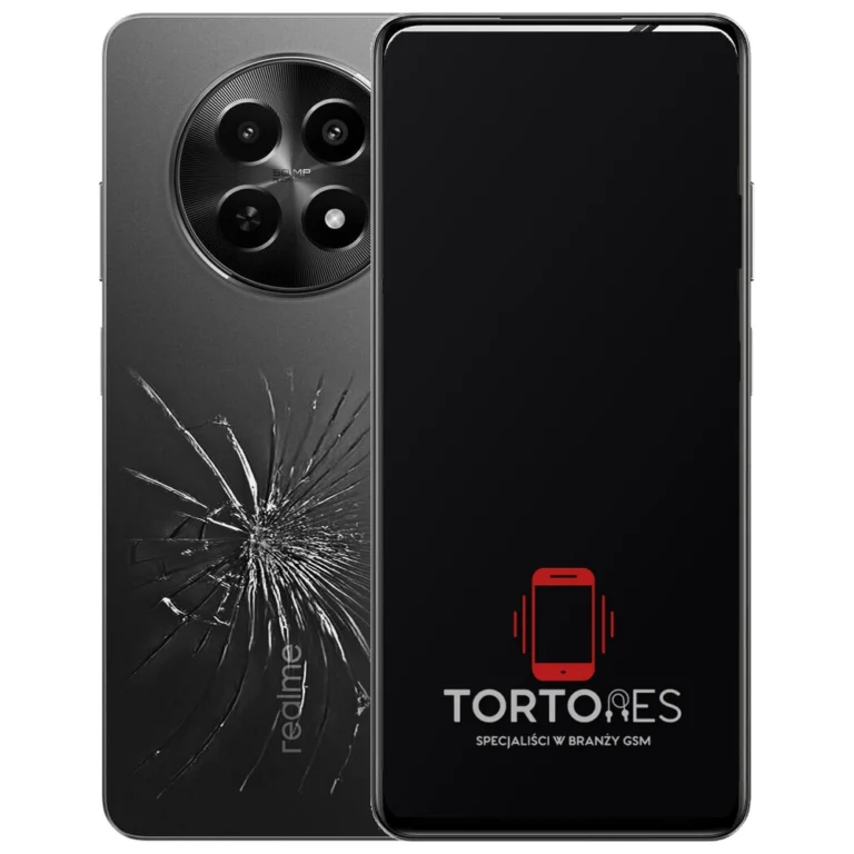 Realme 12x 5G (EU) z ilustracją pękniętej tylnej klapki - wymiana zbitej klapki