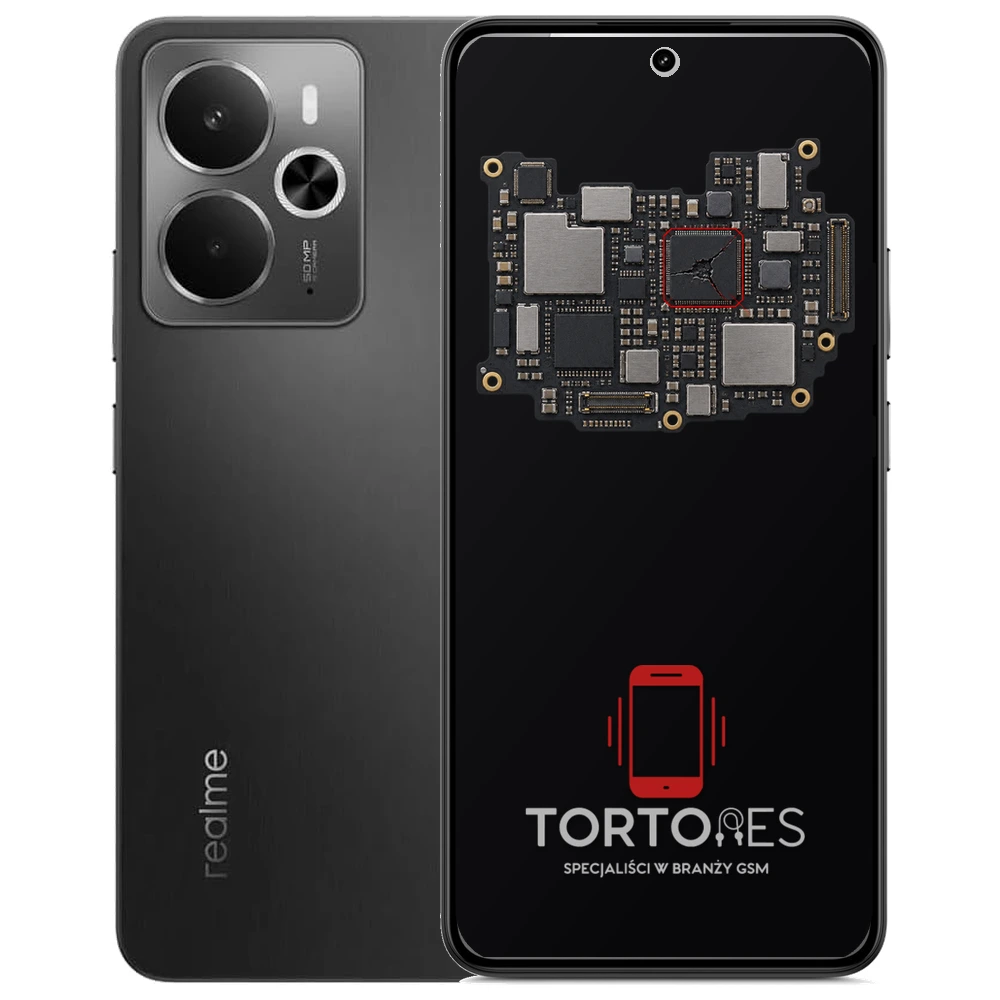 Realme 14 5G z ilustracją płyty głównej - naprawa płyty głównej