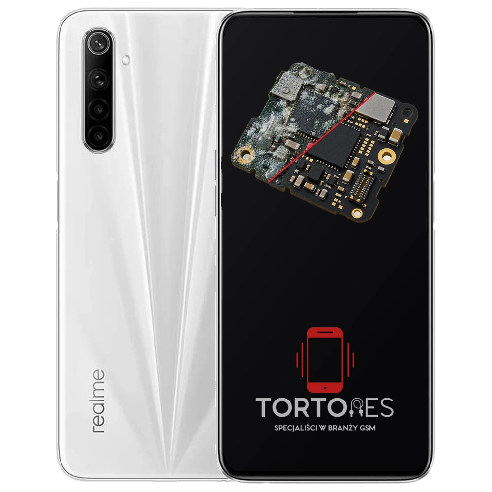Realme 6 z ilustracją zalania - czyszczenie po zalaniu
