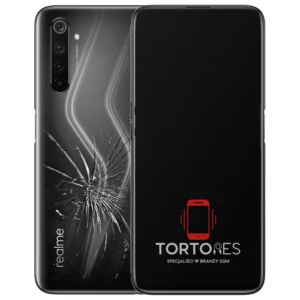 Realme 6 Pro z ilustracją pękniętej tylnej klapki - wymiana zbitej klapki