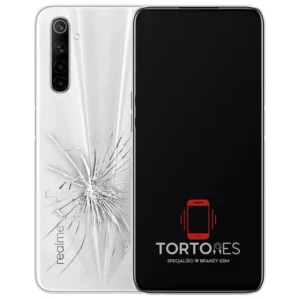 Realme 6 z ilustracją pękniętej tylnej klapki - wymiana zbitej klapki
