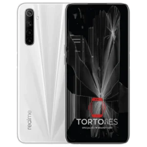 Realme 6 z ilustracją pękniętego wyświetlacza - wymiana zbitego wyświetlacza
