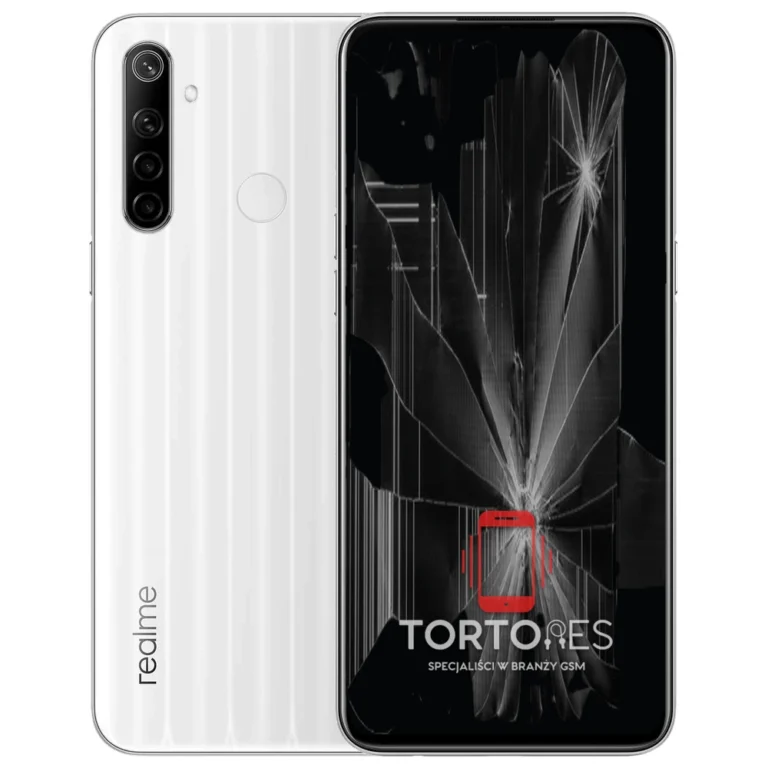 Realme 6i z ilustracją pękniętego wyświetlacza - wymiana zbitego wyświetlacza