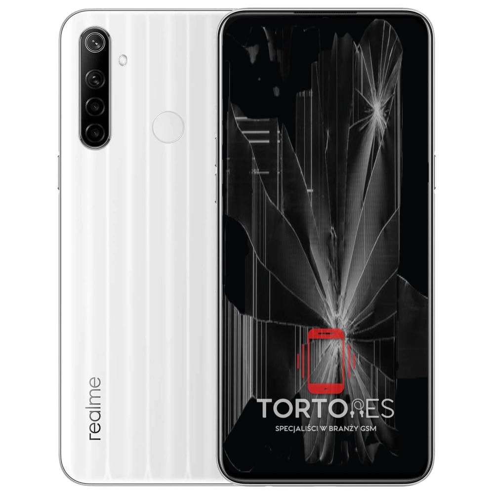 Realme 6i z ilustracją pękniętego wyświetlacza - wymiana zbitego wyświetlacza