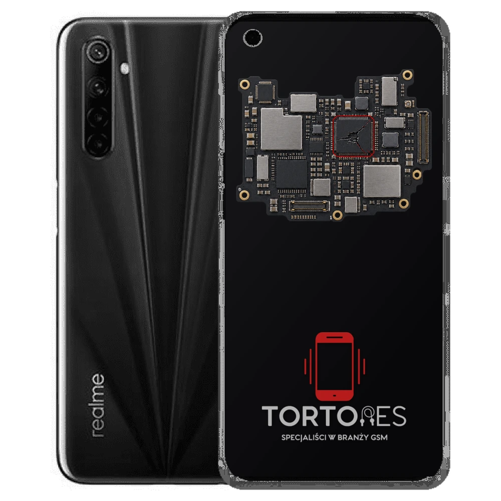 Realme 6s z ilustracją płyty głównej - naprawa płyty głównej