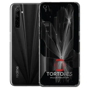 Realme 6s z ilustracją pękniętego wyświetlacza - wymiana zbitego wyświetlacza